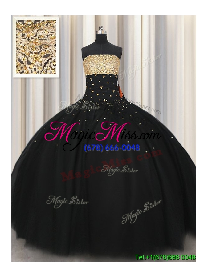 wholesale perfect big puffy beaded strapless black quinceanera dress in tulle