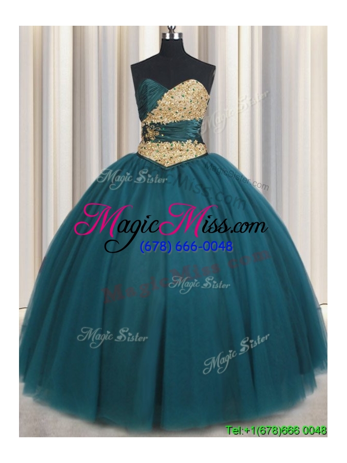 wholesale romantic puffy skirt sweetheart beaded teal quinceanera dress in tulle