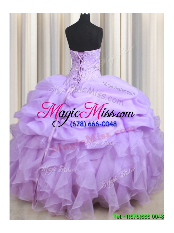 wholesale wonderful visible boning ruffled and bubble organza quinceanera dress in lavender