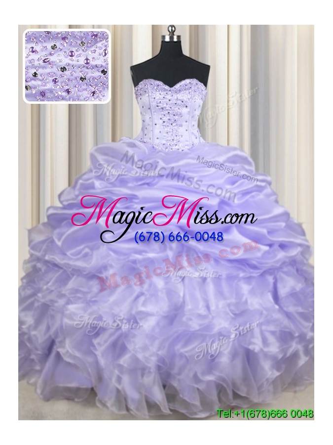 wholesale pretty ruffled lavender long quinceanera dresses with beading and pick ups