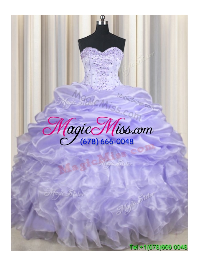 wholesale pretty ruffled lavender long quinceanera dresses with beading and pick ups