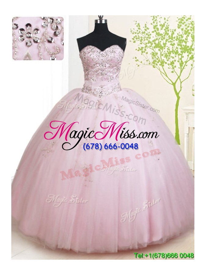 wholesale perfect really puffy tulle beaded quinceanera dress in baby pink