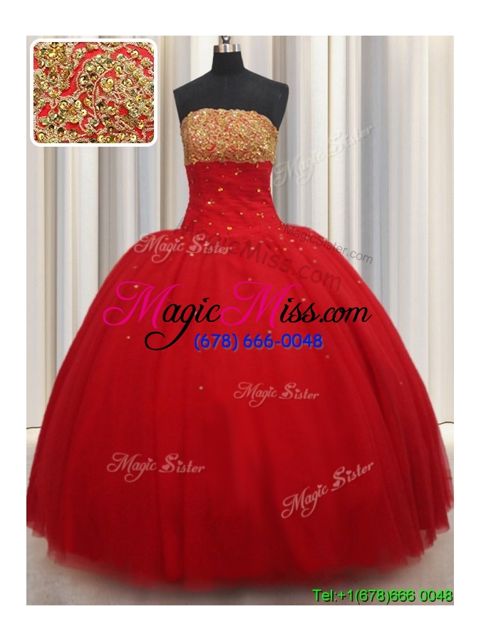 wholesale modest puffy skirt beaded strapless red quinceanera dress in tulle