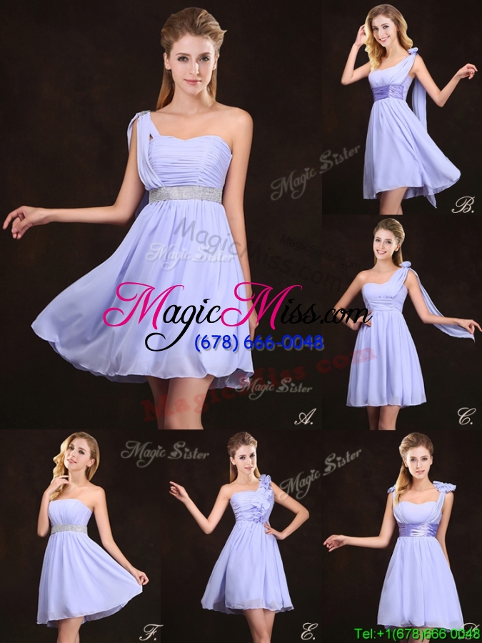 wholesale modern ruched bodice and sequined short bridesmaid dress in lavender