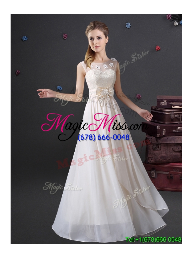 wholesale latest laced white chiffon bridesmaid dress in floor length