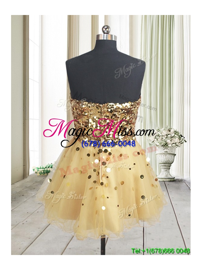 wholesale best selling sequined bodice zipper up organza prom dress in champagne