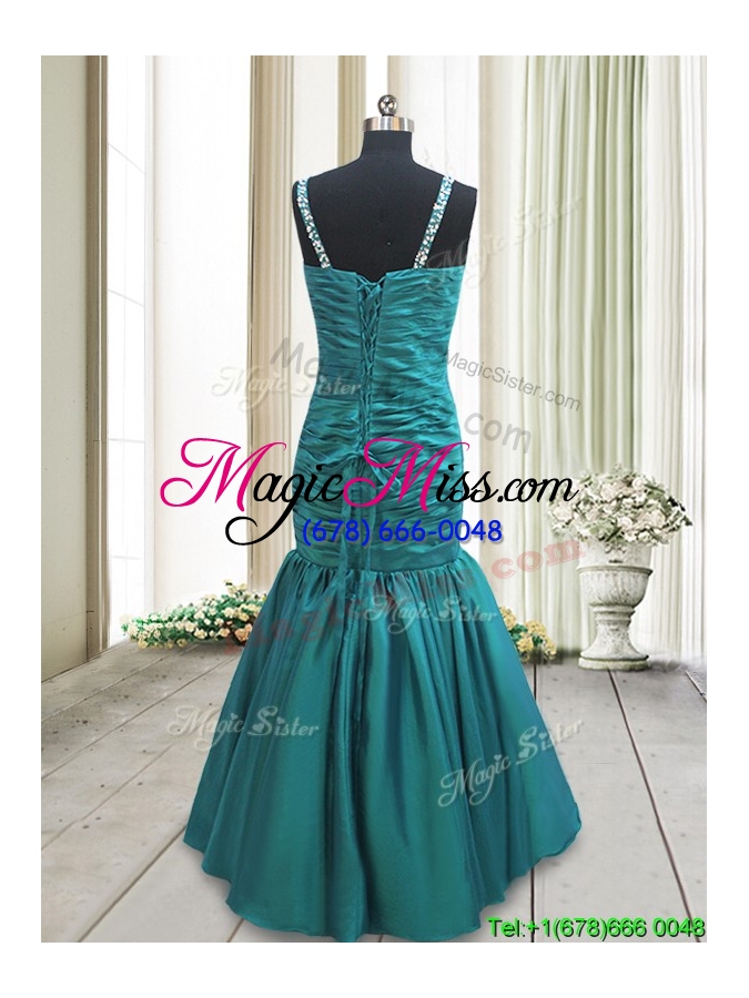 wholesale 2017 classical straps beaded mermaid turquoise prom dress in taffeta