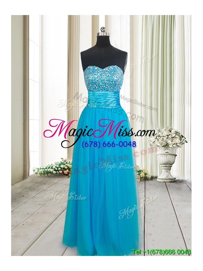 wholesale gorgeous empire sweetheart tulle beaded bust prom dress in baby blue