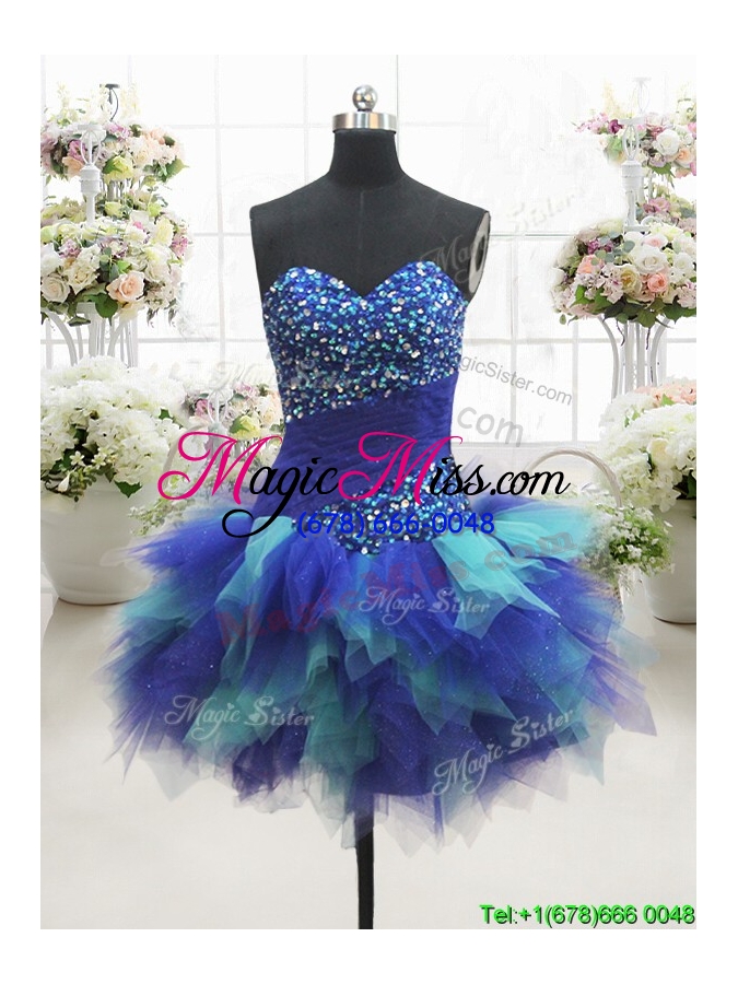 wholesale most popular two tone sweetheart short prom dress with beading and ruffles