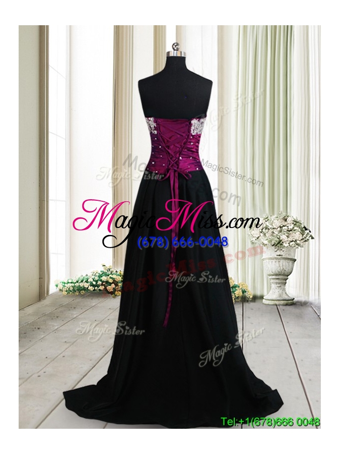 wholesale new style strapless beaded bust high low black prom dress in taffeta