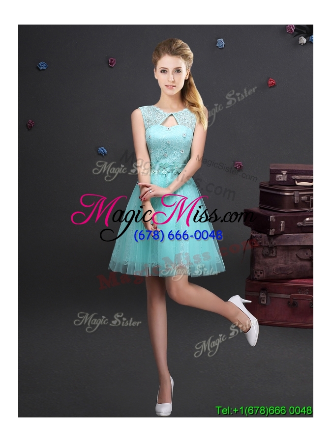 wholesale new arrivals laced and applique prom dress in aqua blue