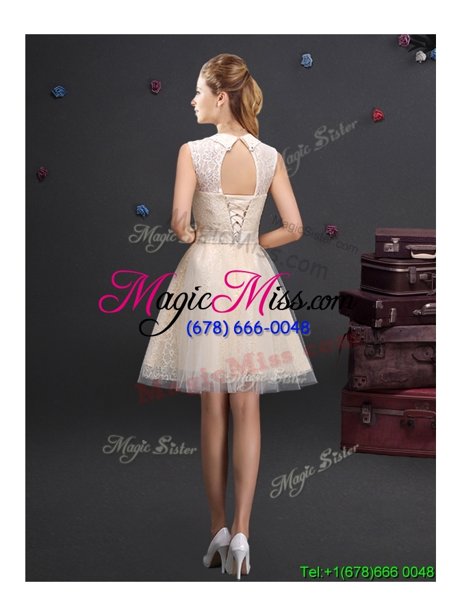 wholesale discount turndown short prom dress with appliques and lace