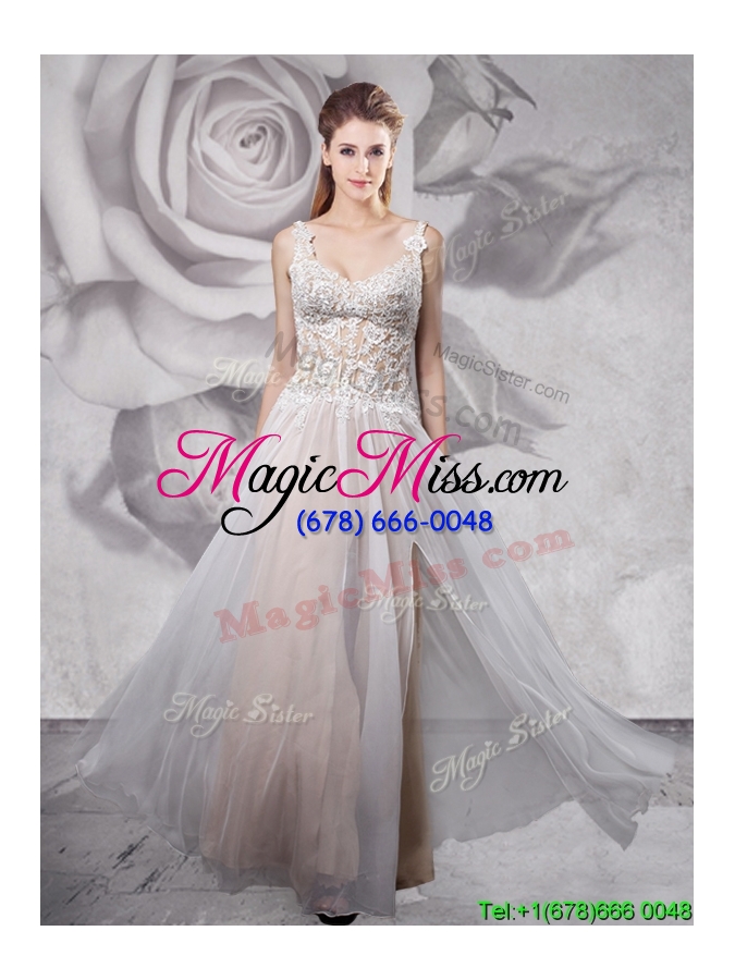 wholesale new arrivals empire straps grey prom dress with zipper up