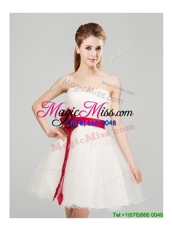 wholesale wonderful hand made flower short prom dress in white