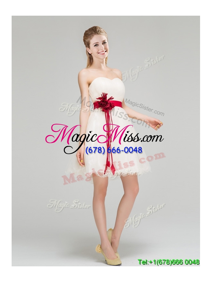 wholesale wonderful hand made flower short prom dress in white