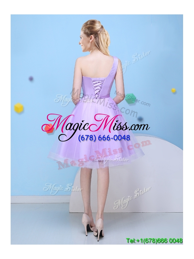 wholesale modest a line one shoulder lavender bridesmaid dress for party