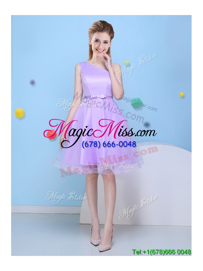 wholesale modest a line one shoulder lavender bridesmaid dress for party