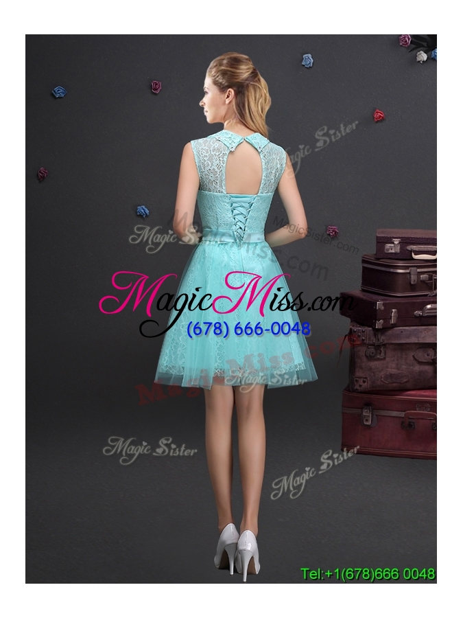 wholesale best turndown aquamarine short prom dress with appliques