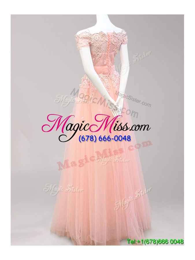 wholesale lovely off the shoulder beaded and applique prom dress in tulle
