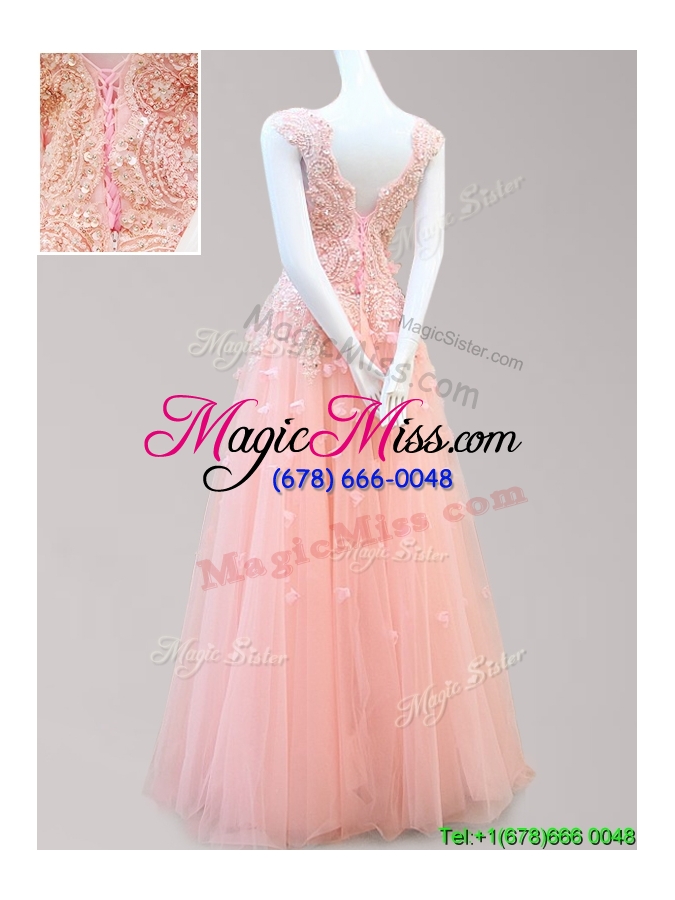 wholesale luxurious bateau watermelon red prom dress with bowknot and appliques