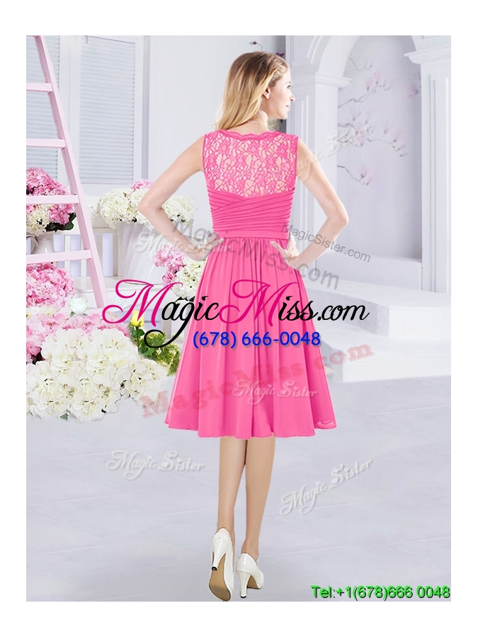wholesale beautiful hot pink side zipper see through back laced dama dress
