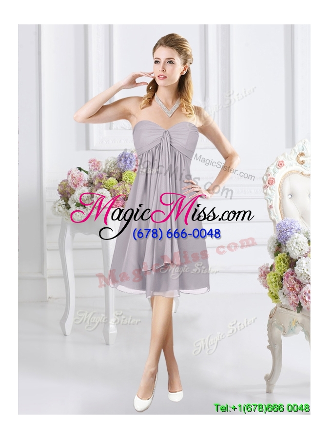 wholesale 2017 romantic sweetheart chiffon short dama dress with side zipper
