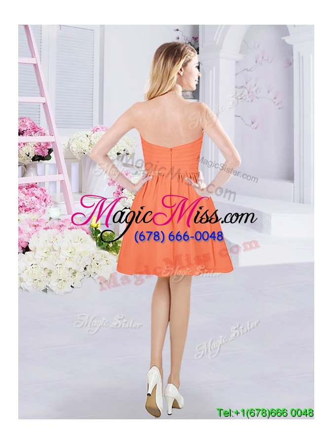 wholesale lovely zipper up sweetheart orange short dama dress in chiffon