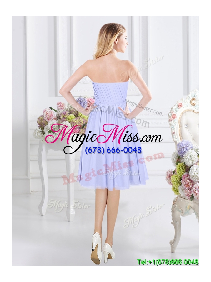 wholesale fashionable strapless side zipper lavender dama dress with ruching