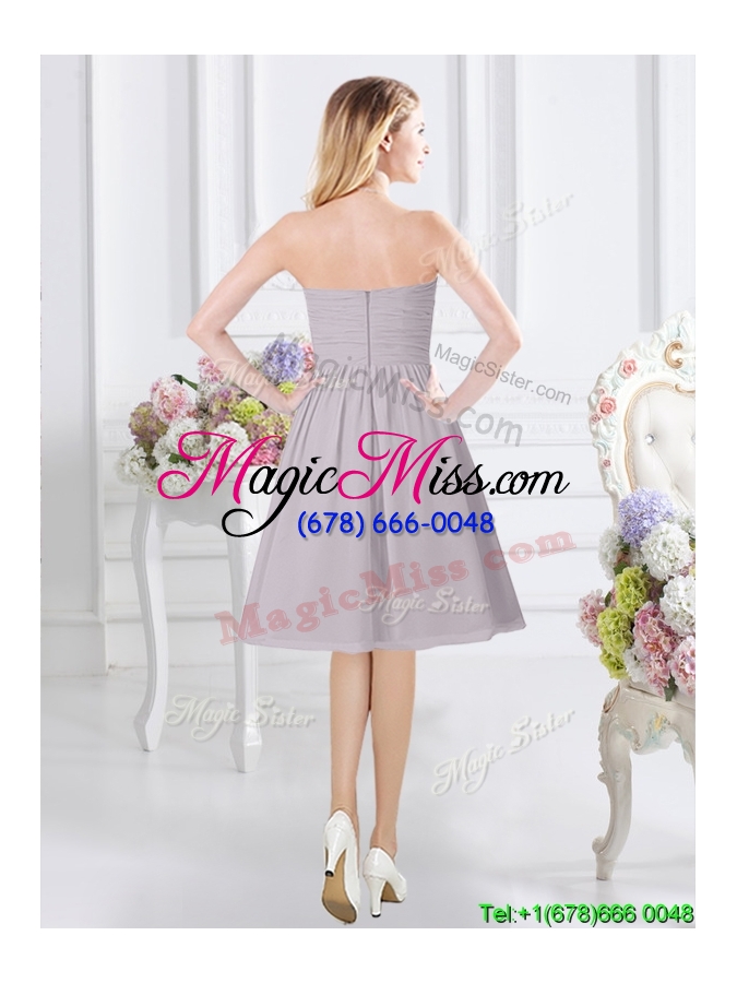wholesale modern sweetheart ruched and handcrafted flowers dama dress in grey