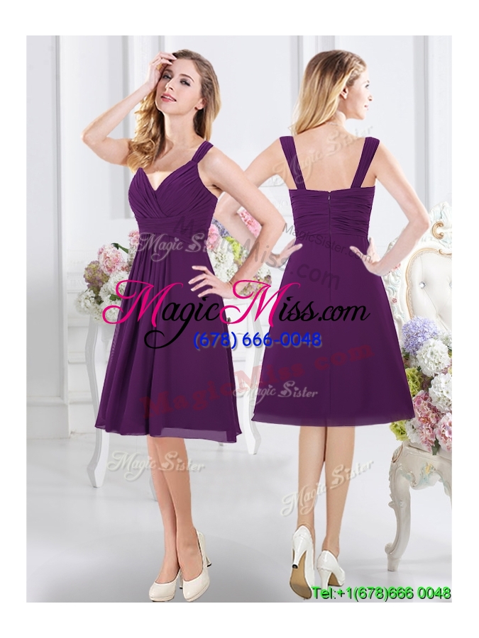 wholesale exclusive purple zipper up chiffon dama dress in knee length