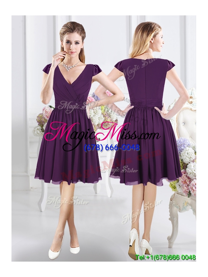 wholesale exclusive purple zipper up chiffon dama dress in knee length