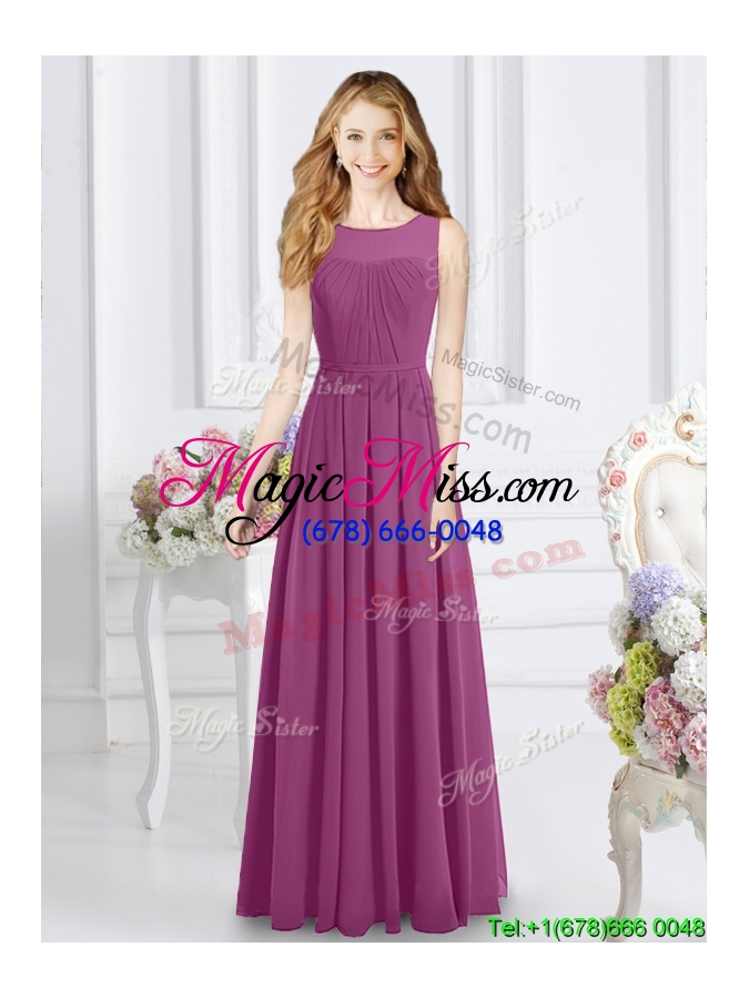 wholesale best selling see through scoop floor length dama dress with ruching