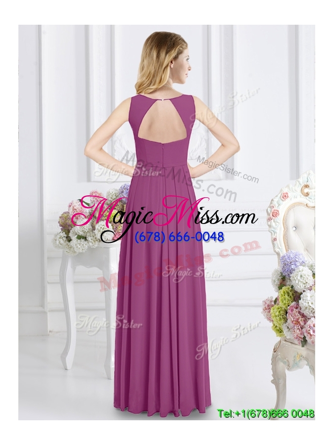 wholesale best selling see through scoop floor length dama dress with ruching