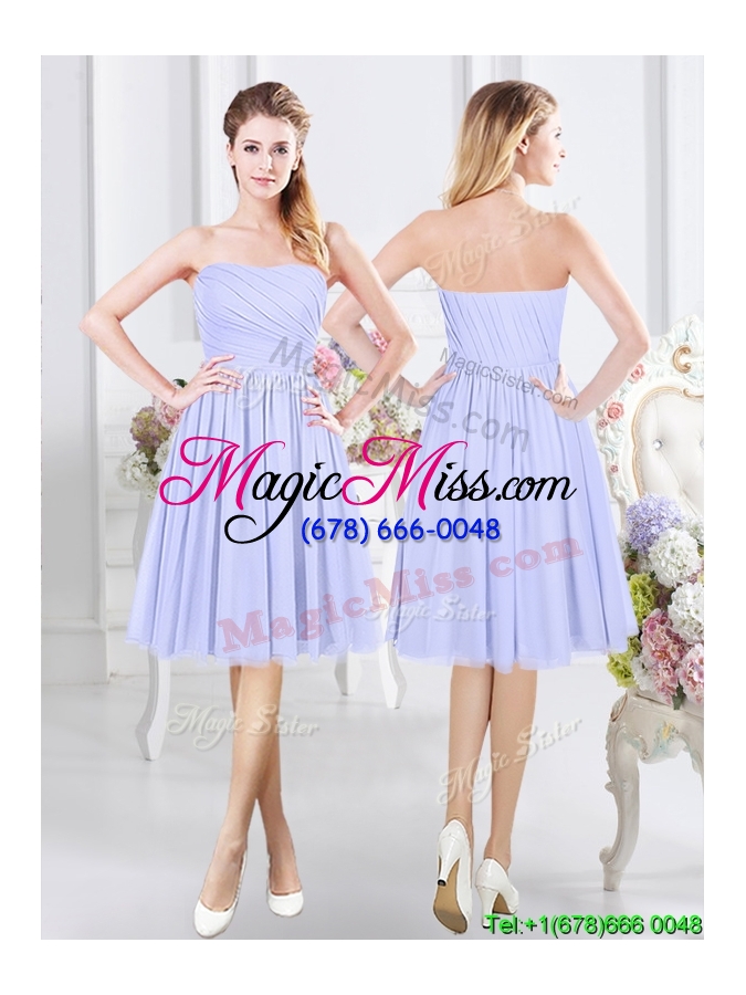 wholesale best selling ruched lavender short bridesmaid dress in chiffon