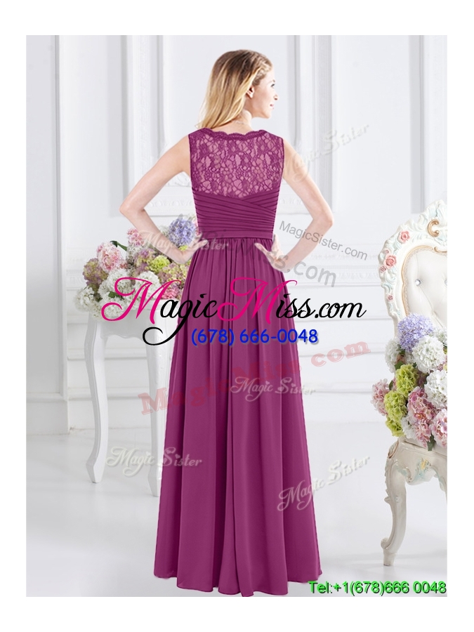 wholesale wonderful v neck ruched and laced bridesmaid dress with side zipper