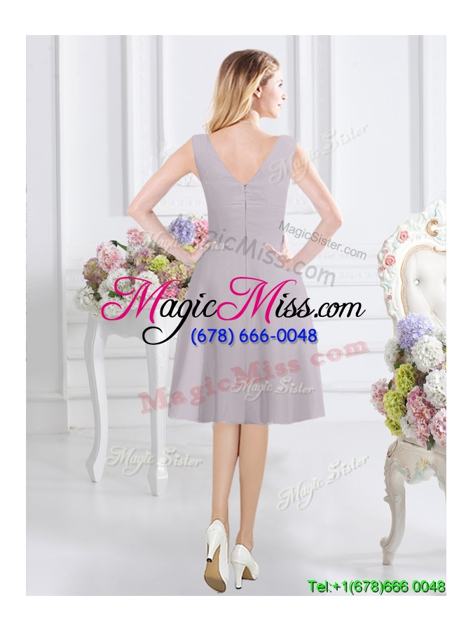 wholesale modest zipper up see through scoop bridesmaid dress with ruching