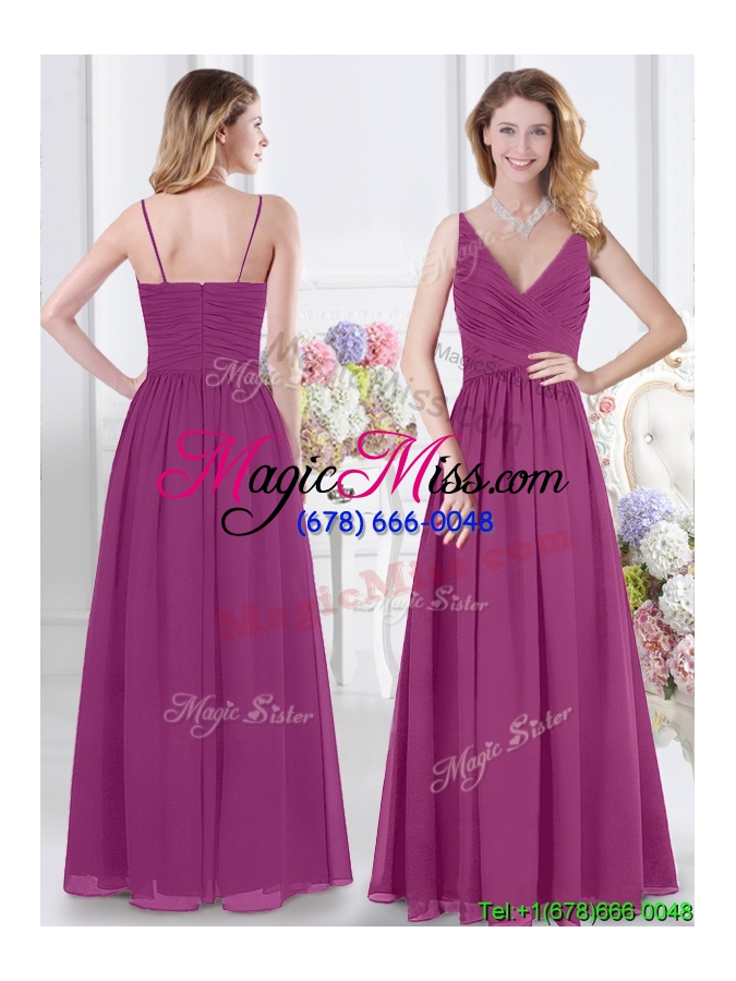 wholesale new style empire fuchsia chiffon bridesmaid dress in floor length