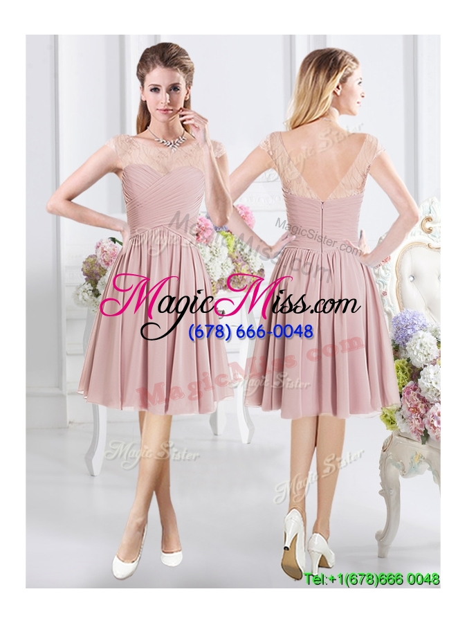 wholesale cheap a line knee length zipper up bridesmaid dress in chiffon