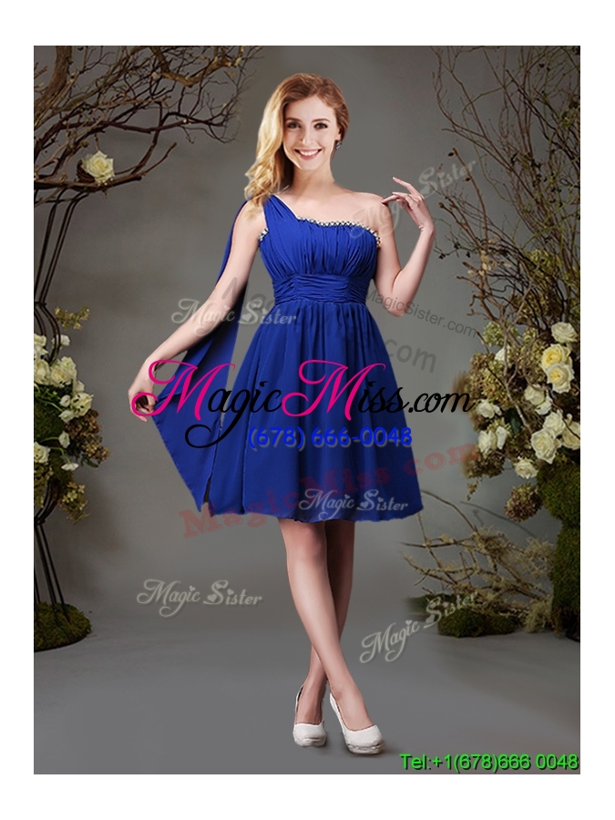 wholesale new style one shoulder beaded bridesmaid dress in chiffon