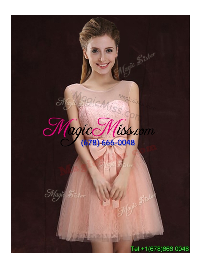 wholesale wonderful a line pink short prom dress in lace and tulle