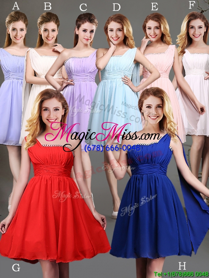 wholesale hot sale beaded and ruched prom dress with one shoulder