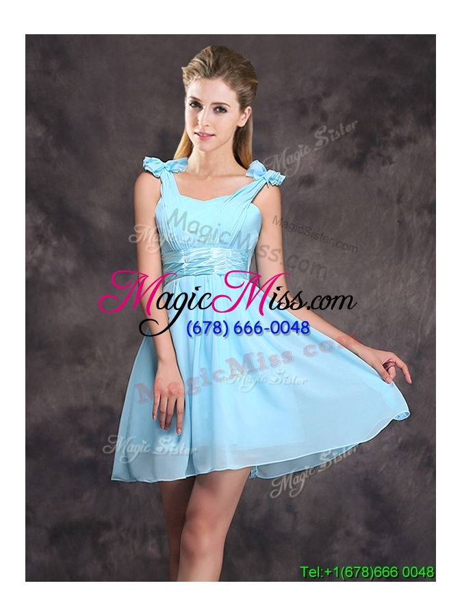 wholesale best selling baby blue mini length dama dress with ruching