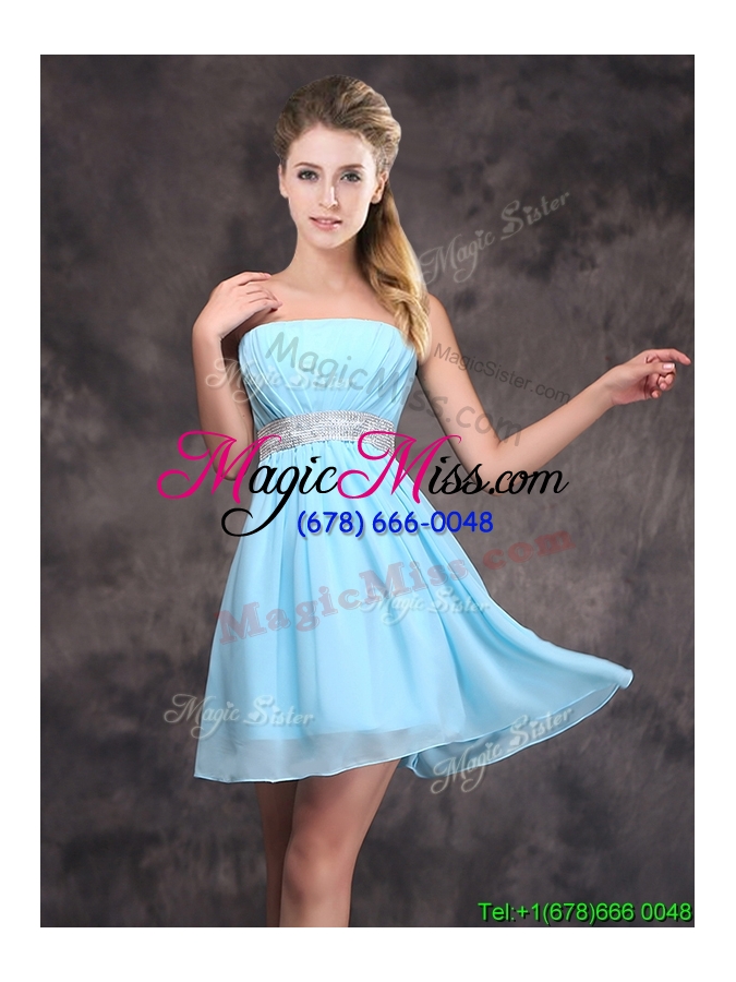wholesale best selling baby blue mini length dama dress with ruching