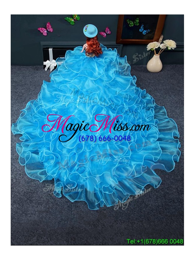 wholesale discount organza baby blue quinceanera doll dress