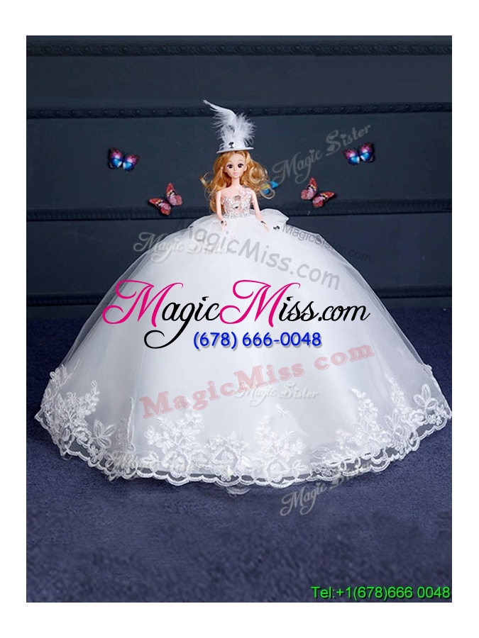 wholesale fashionable tulle white quinceanera doll dress