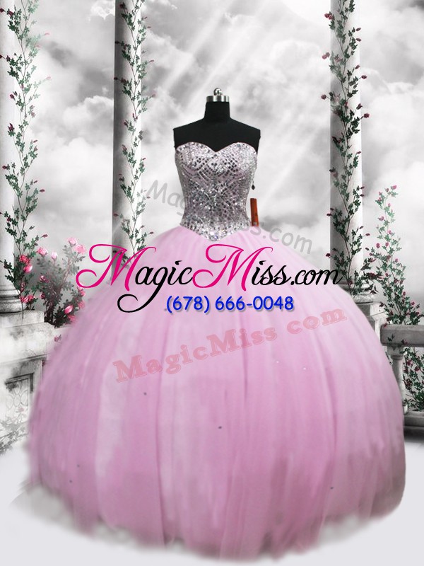 wholesale luxurious lilac sweetheart neckline beading quinceanera dress sleeveless lace up