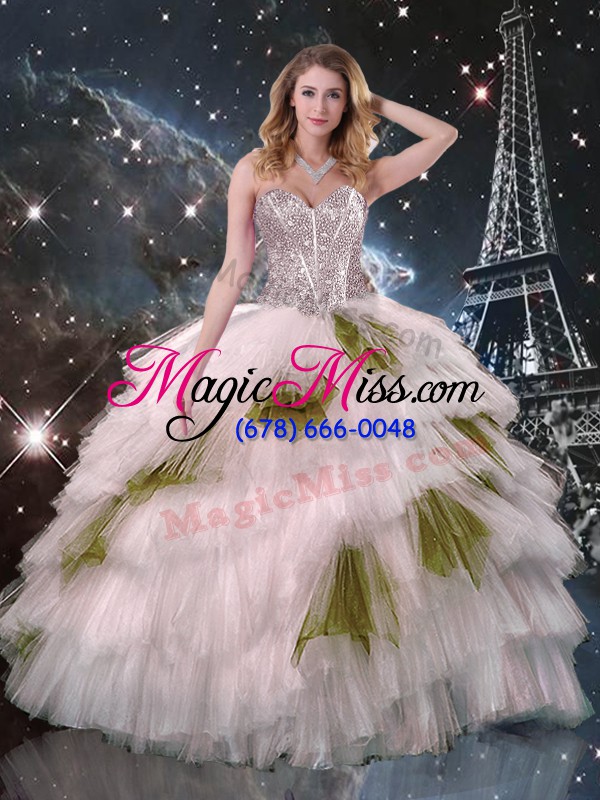 wholesale multi-color ball gowns organza sweetheart sleeveless beading and ruffled layers floor length lace up sweet 16 quinceanera dress