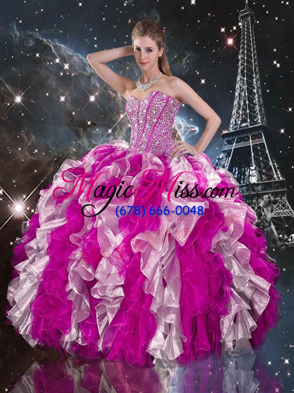 wholesale high quality ball gowns quinceanera dress multi-color sweetheart organza sleeveless floor length lace up