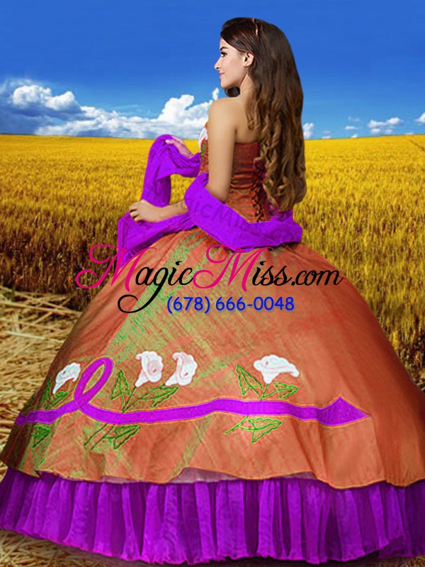 wholesale lovely multi-color taffeta lace up sweet 16 quinceanera dress sleeveless floor length embroidery