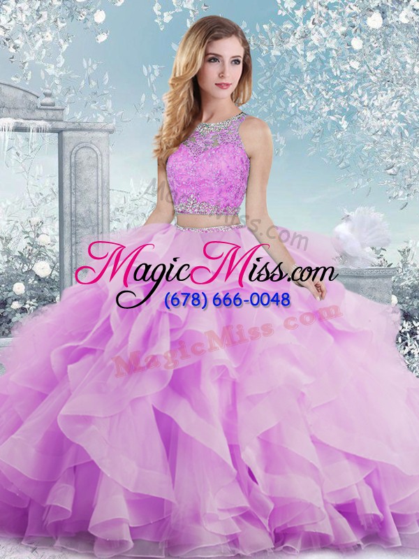 wholesale noble beading and ruffles sweet 16 quinceanera dress lilac clasp handle sleeveless floor length